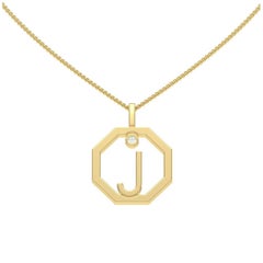 Lizunova Initial J Diamond Pendant in 18 Karat Yellow/White/Rose Gold
