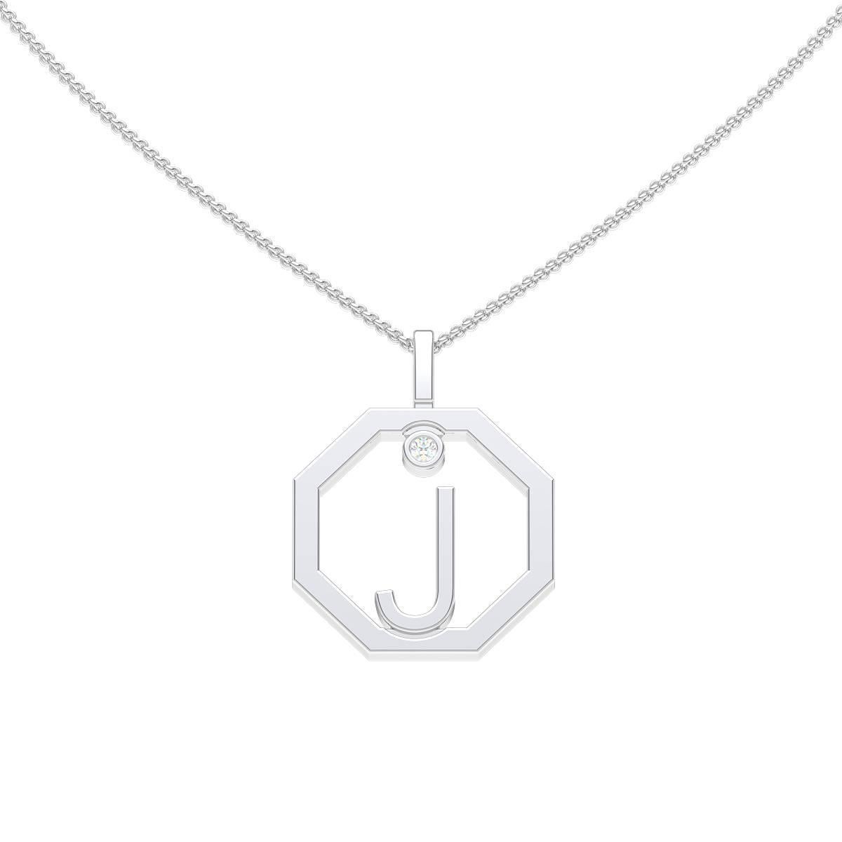 Contemporary Lizunova Initial J Diamond Pendant in 18 Karat Yellow/White/Rose Gold For Sale