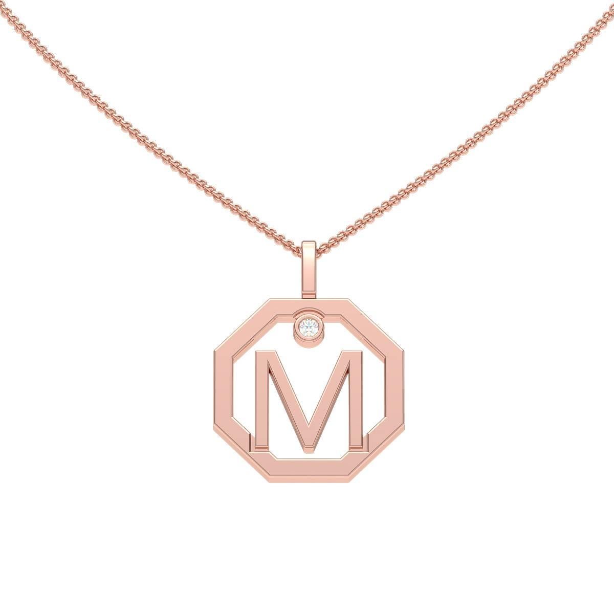 Our diamond initial pendant makes the perfect personalised gift. Handcrafted to order in our Sydney studios in 18 karat yellow/white/rose gold and set with a sparkling diamond, this timeless octagonal pendant is sure to delight. Chain is sold