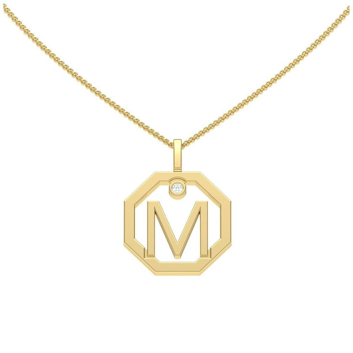 Our diamond initial pendant makes the perfect personalised gift. Handcrafted to order in our Sydney studios in 18 karat white gold and set with a sparkling diamond, this timeless octagonal pendant is sure to delight. Chain is sold separately, please