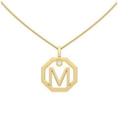 Lizunova Initial M Diamond Pendant in 18 Karat White Gold