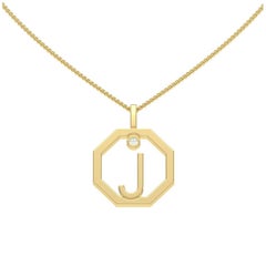 Lizunova Initial J Diamond Pendant in 18 Karat White Gold