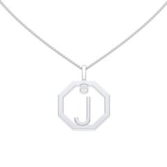 Lizunova Initial J Diamond Pendant in 18 Karat Rose Gold
