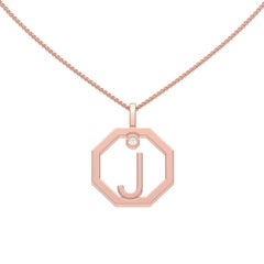 Lizunova Initial J Diamond Pendant in 18 Karat Rose Gold
