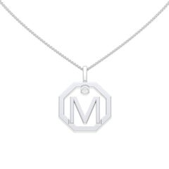 Lizunova Initial M Diamond Pendant in 18 Karat Rose Gold