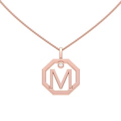 Lizunova Initial M Diamond Pendant in 18 Karat Rose Gold