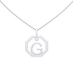 Lizunova Initial G Diamond Pendant in 18 Karat White Gold