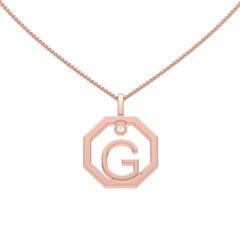 Lizunova Initial G Diamond Pendant in 18 Karat Rose Gold
