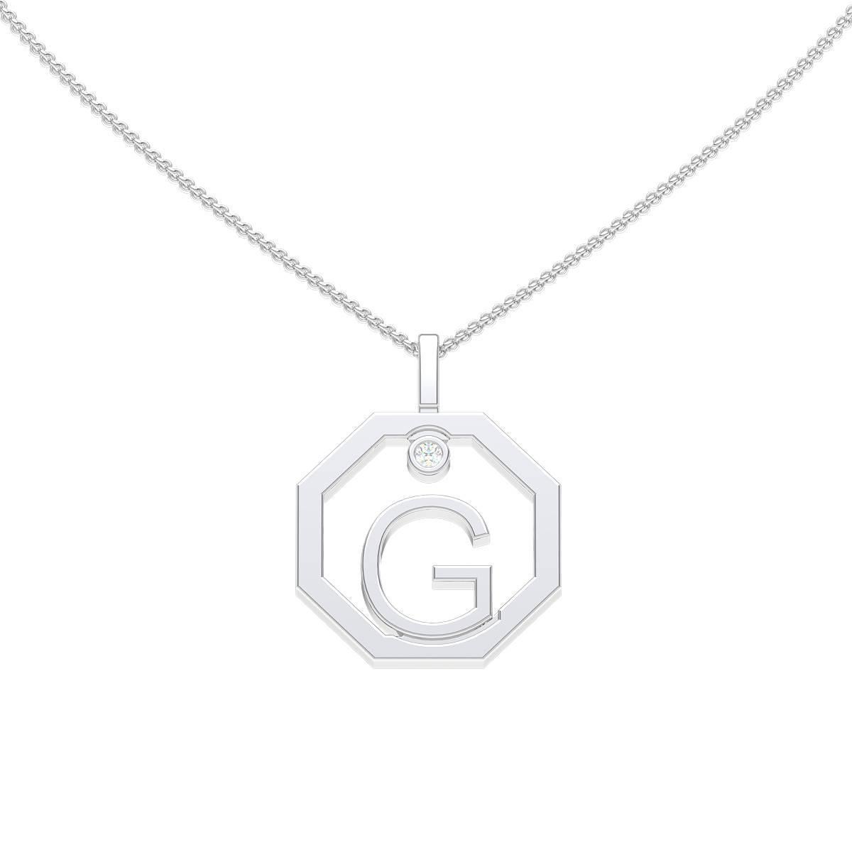 Contemporary Lizunova Initial G Diamond Pendant in 18 Karat Rose Gold For Sale