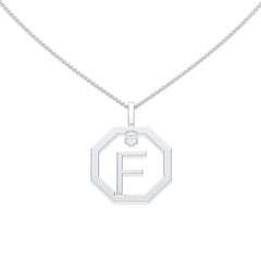 Lizunova Initial F Diamond Pendant in 18 Karat White Gold