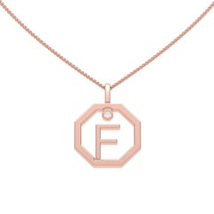 Lizunova Initial F Diamond Pendant in 18 Karat Rose Gold