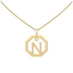 Lizunova Initial N Diamond Pendant in 18 Karat White Gold