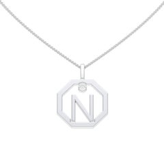 Lizunova Initial N Diamond Pendant in 18 Karat Rose Gold