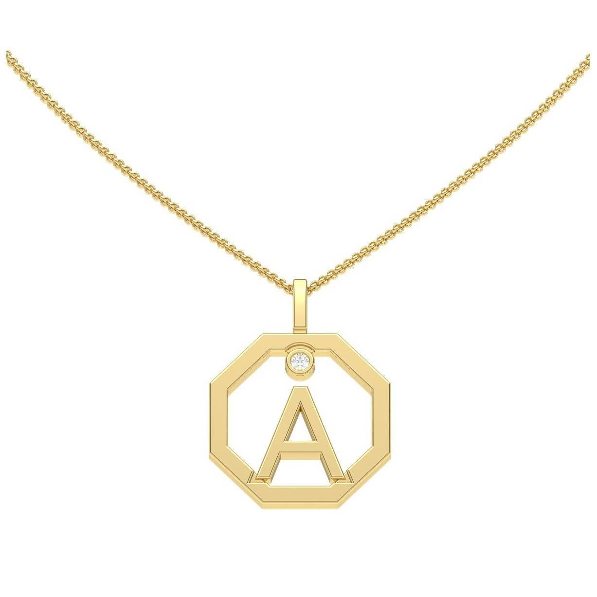 Our diamond initial pendant makes the perfect personalised gift. Handcrafted to order in our Sydney studios in 18 karat white gold and set with a sparkling diamond, this timeless octagonal pendant is sure to delight. Chains sold separately, please