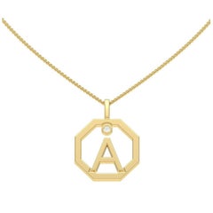 Lizunova Initial A Diamond Pendant in 18 Karat White Gold