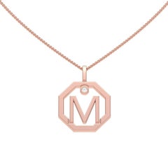 Lizunova Initial M Diamond Pendant in 18 Karat Yellow/White/Rose Gold