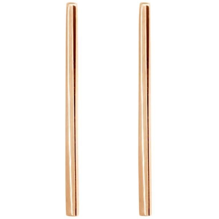 These minimalist, geometric earrings are sleek and easy to wear. The simple, beautiful design is very versatile, and can be dressed up or down. Handcrafted in our Sydney studios in 9 karat rose gold (also available in 14 karat and 18 karat rose,