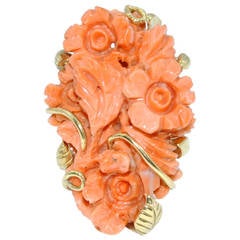 Vintage Hand Carved Coral Ring