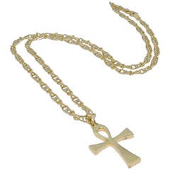 Italian Gold Egyptian Life Symbol Cross Chain Pendant