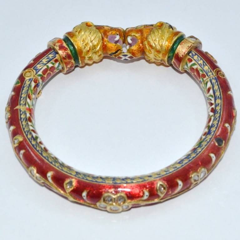 Enamel Gold Indian Lion Bracelet