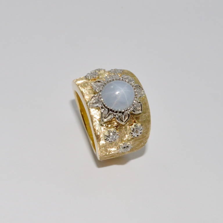 Star Sapphire Diamond Gold Ring