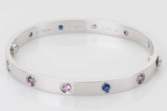 Cartier Multi-Gem Set Love Bangle 18 Karat White Gold