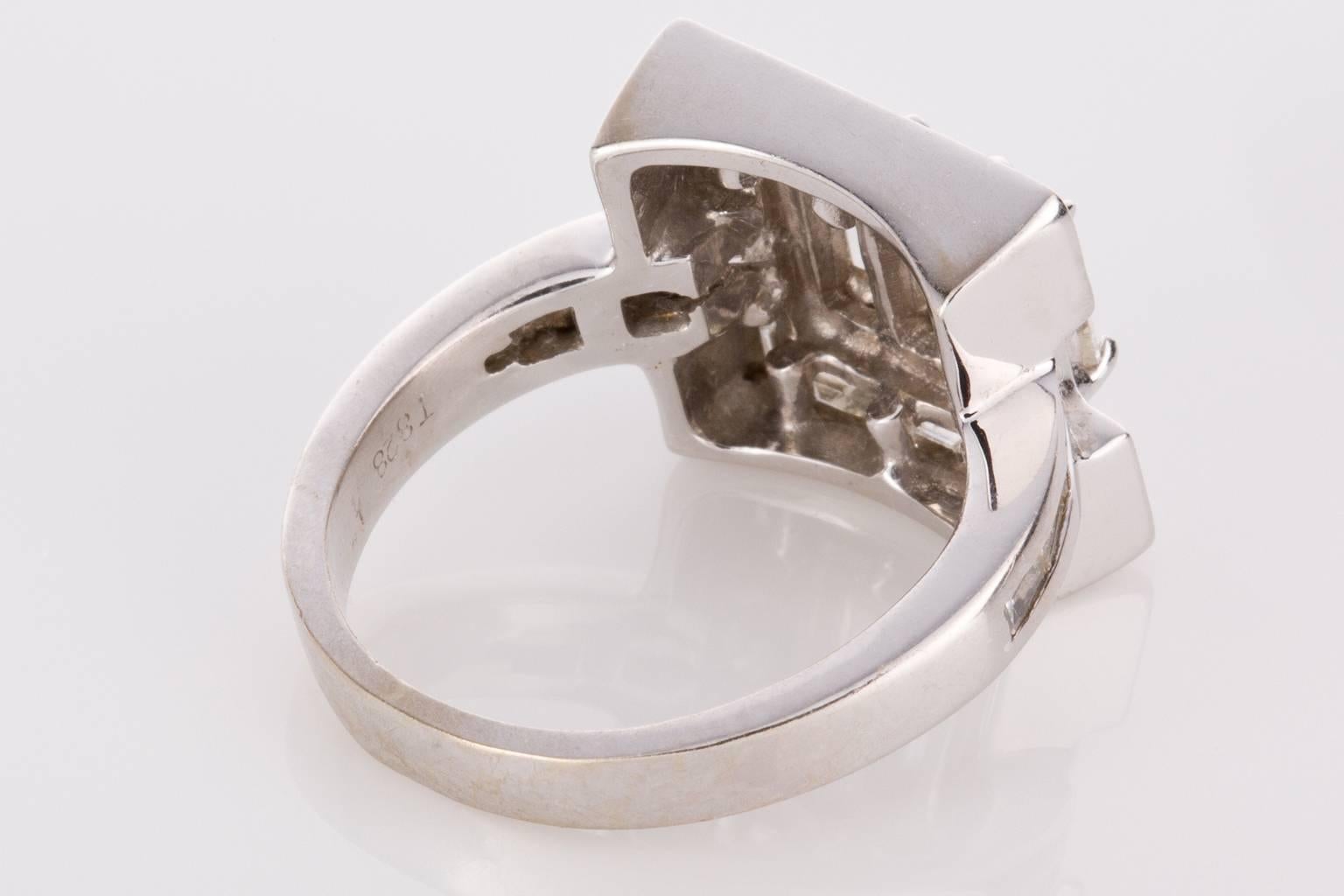 Baguette Cut Diamond White Gold Dress Ring In Excellent Condition For Sale In QLD , AU