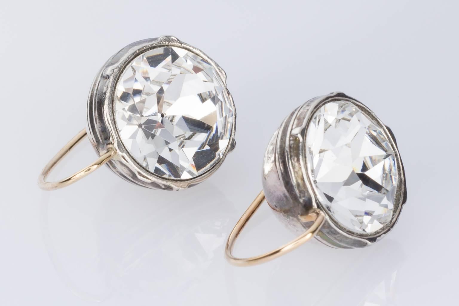 Paste Crystal, Sterling Silver and 14 Karat Yellow Gold Drop Earrings In New Condition For Sale In QLD , AU