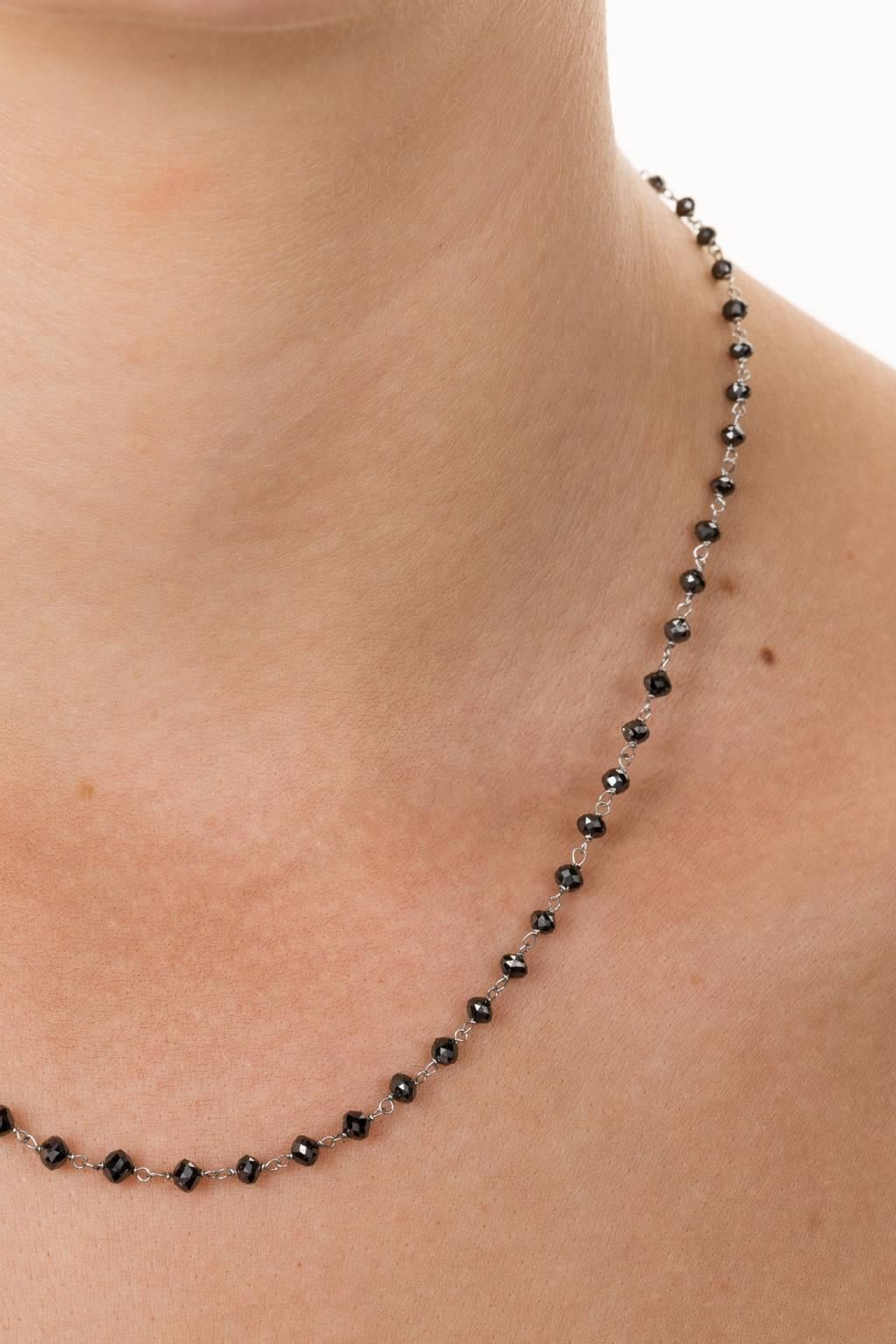 Contemporary 15.12 Carat Black Diamond and 18 Karat White Gold Short Necklace For Sale