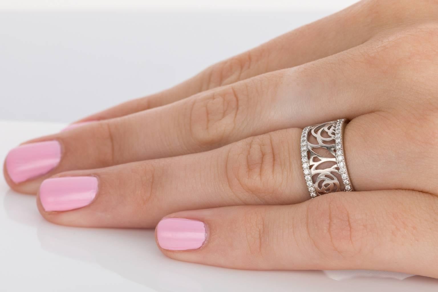 Women's Chanel Ajoure 18 Karat White Gold Band Ring