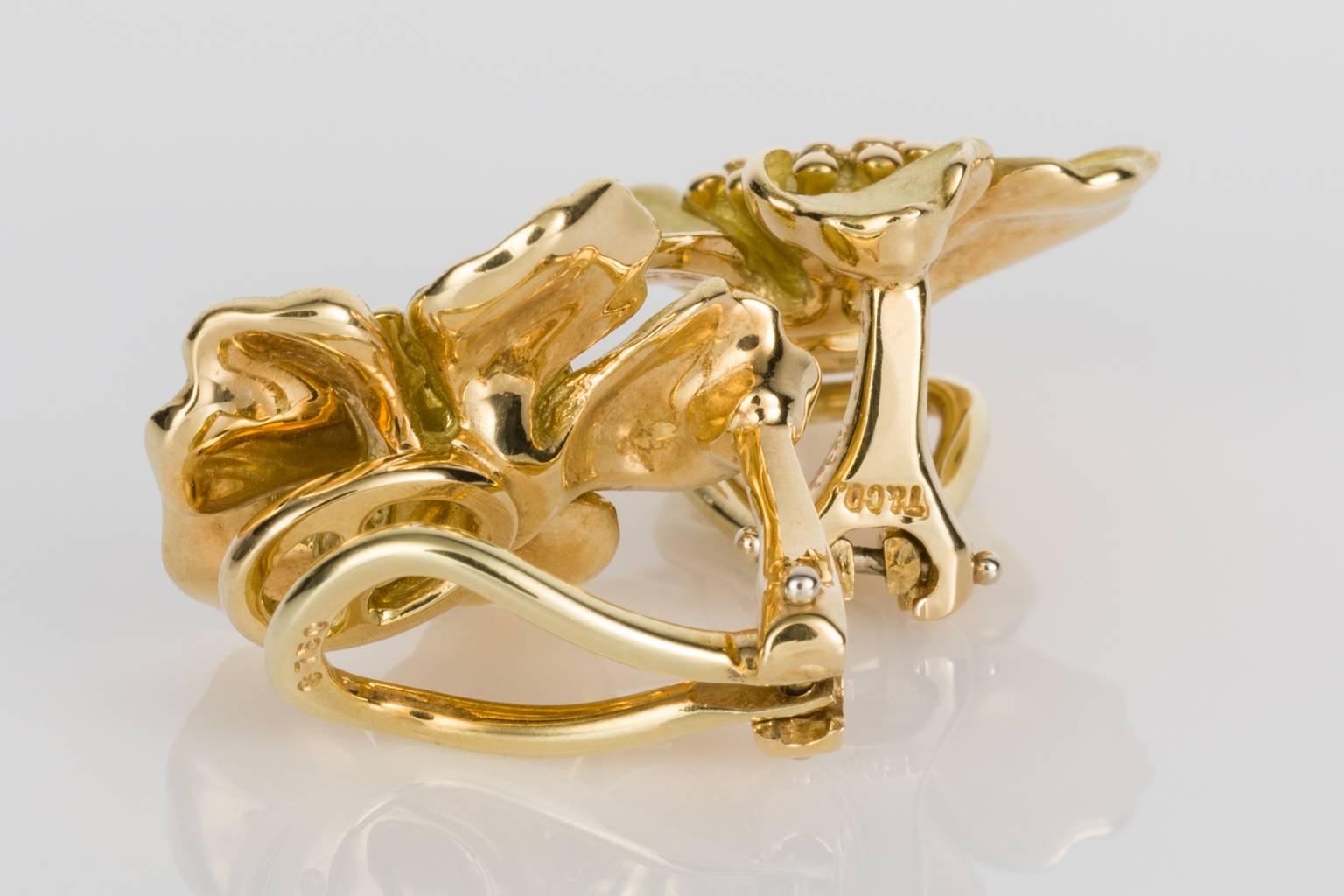 Tiffany & Co. 18 Karat Yellow Gold Wild Rose Earrings In Excellent Condition In QLD , AU