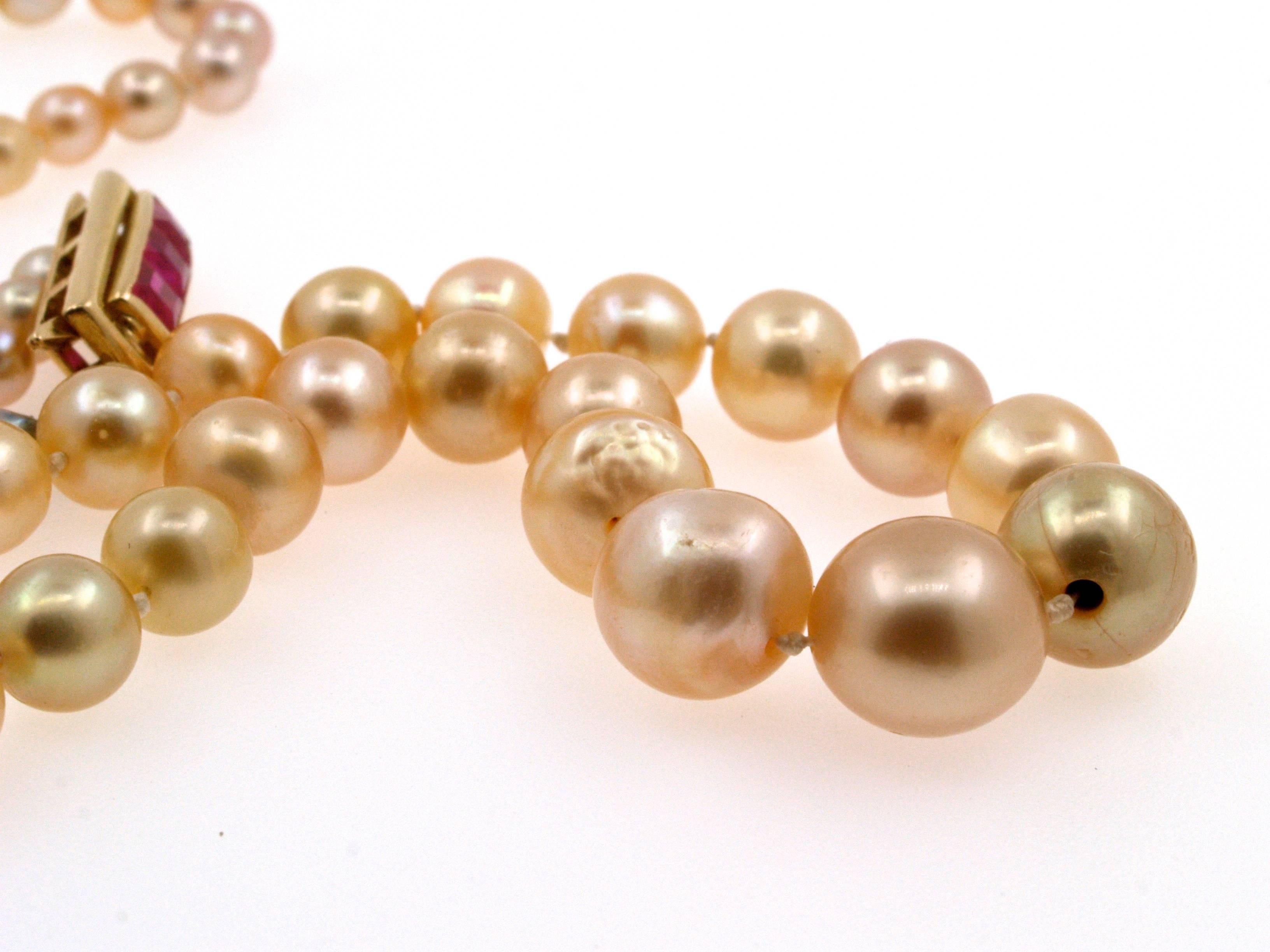 Edwardian Early 20th Century Certified Natural Saltwater Pearl and Ruby Necklace