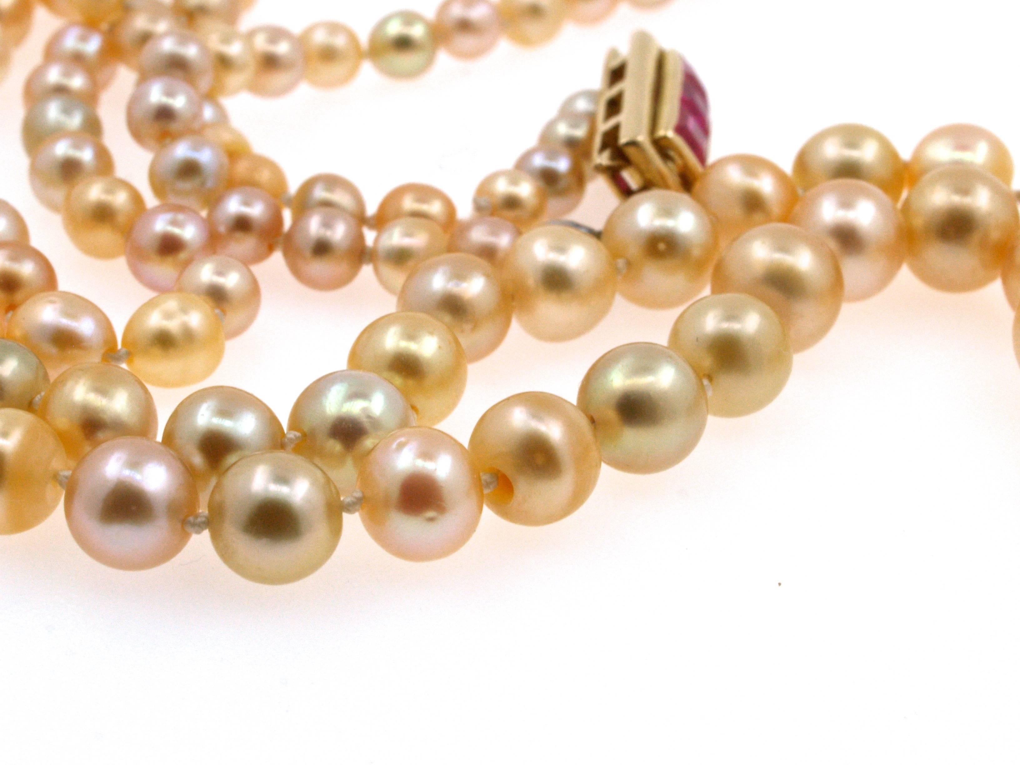 Early 20th Century Certified Natural Saltwater Pearl and Ruby Necklace 1