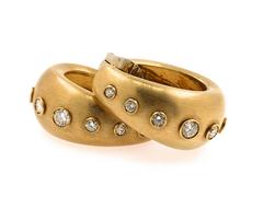 Pair of Diamond and Matte Yellow Gold 18 Karat Earrings by Christian Dior