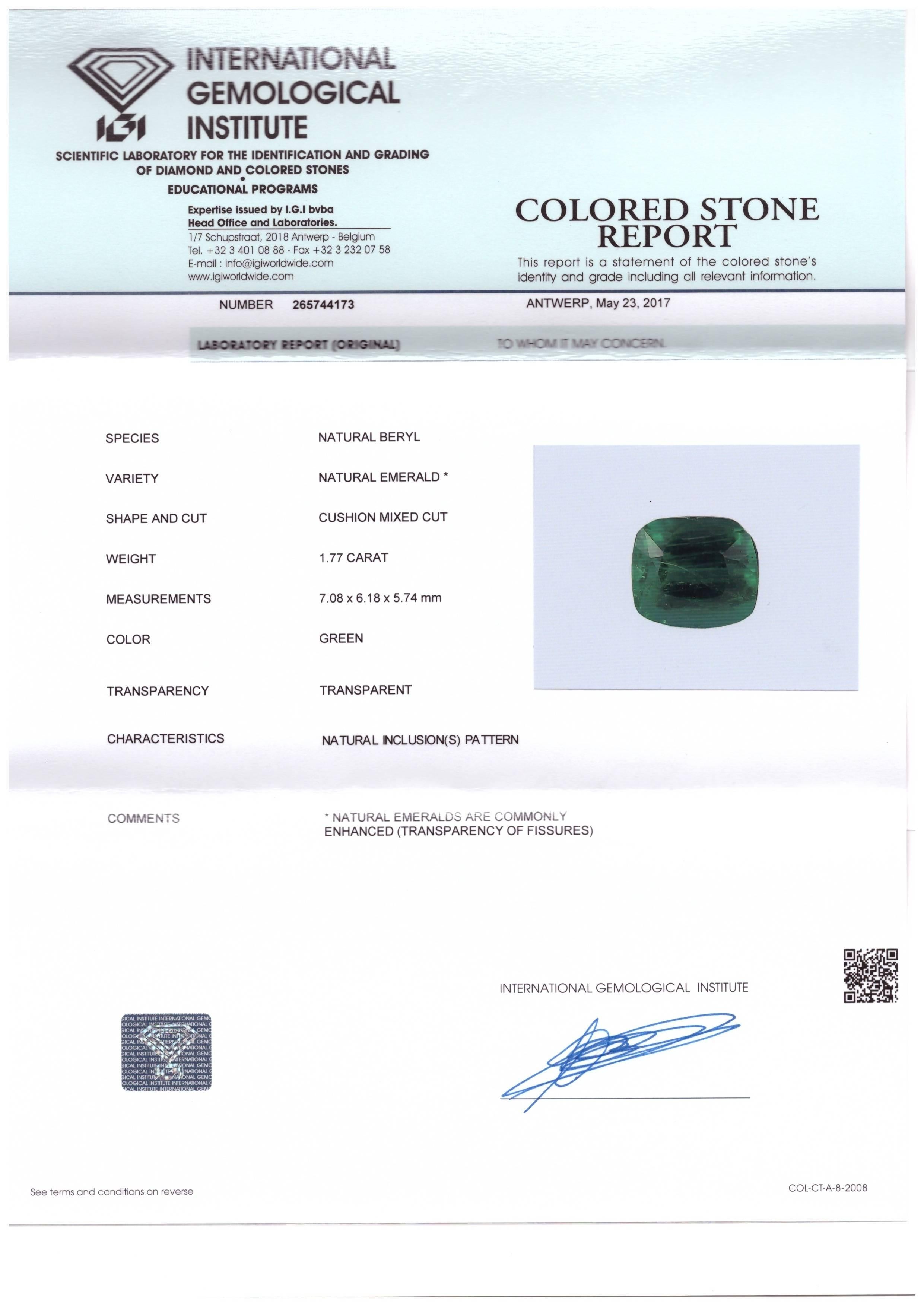 Very Fine 2.59 Carat Certified Emerald and Diamonds Ring 18 Karat Gold 2