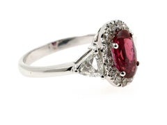 2.61 Carat GRS Certified Blood Red Ruby and Diamond Ring