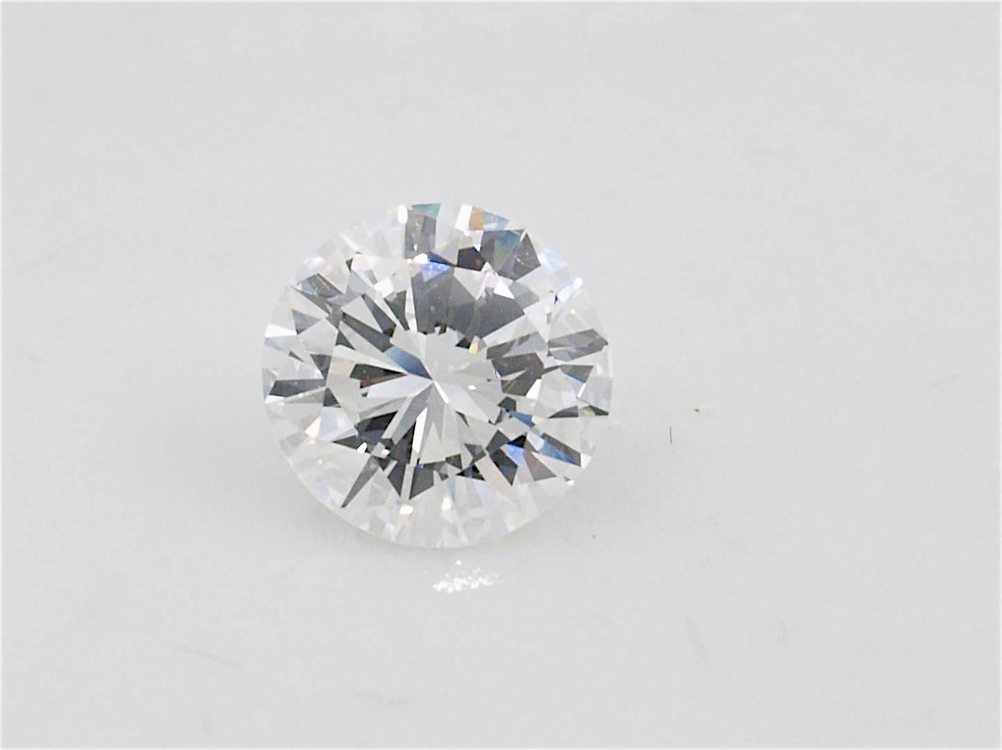 Modern GIA Certified Diamond 1.07 Carat F Color and VVS2 Clarity, Laser Inscription For Sale