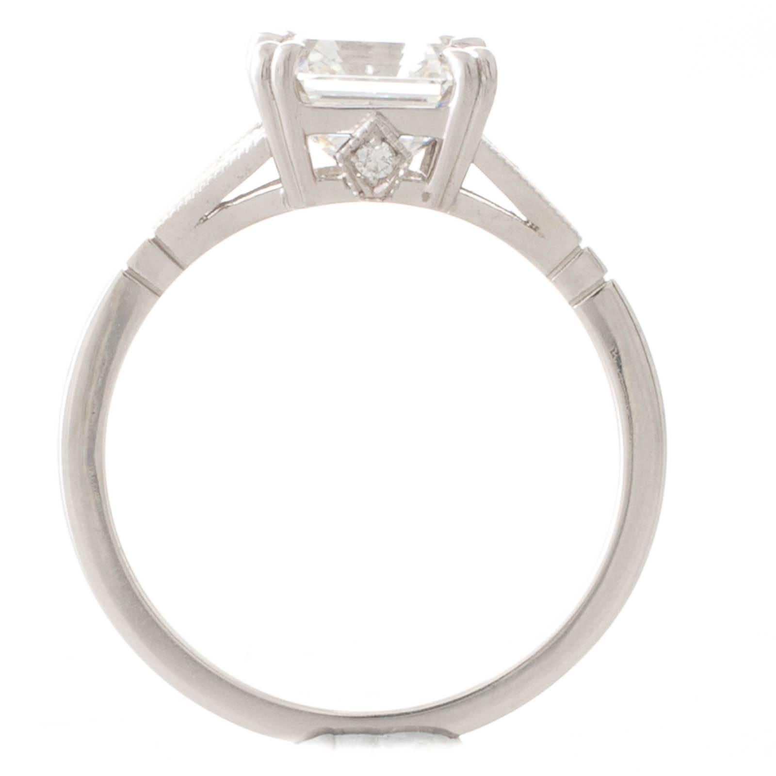 Art Deco 2.23 Carat GIA Certified Asscher Cut Diamond White Gold Ring For Sale