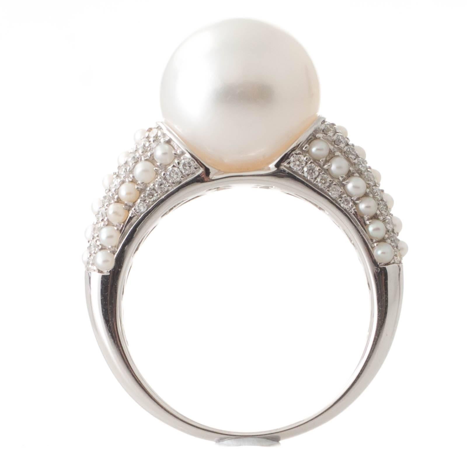 Art Deco South Sea Pearl and Diamond Ring