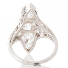 Art Deco Diamond and Platinum Pear Cut Transition Cut Cocktail Ring