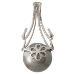 Large Round Tahitian South Sea Pearl and Diamond Pendant