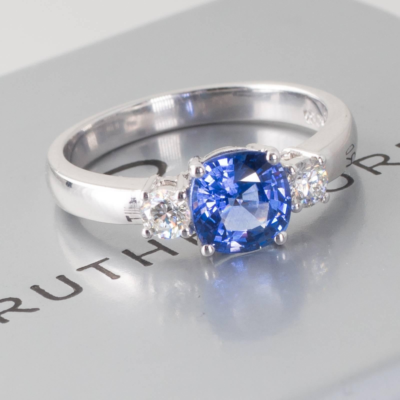 Cushion Cut Sapphire and Diamond Ring 2
