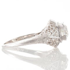 Antique Old European Cut Diamond and White Gold Filigree Solitaire Ring