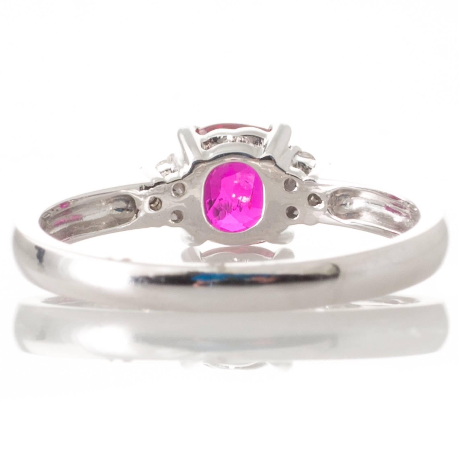 Women's GIA Certified Unheated Mozambique 1.01 Carat Ruby and Diamond Ring