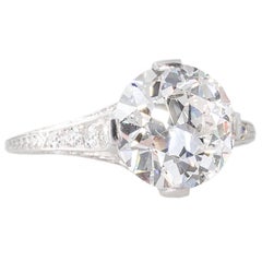 Antique 3.11 Carat GIA Certified Transition Cut Diamond and Platinum Ring