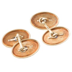 Antique Sapphire Platinum and Gold Oval Cufflinks
