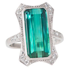  Green Tourmaline and Diamond Cocktail Ring