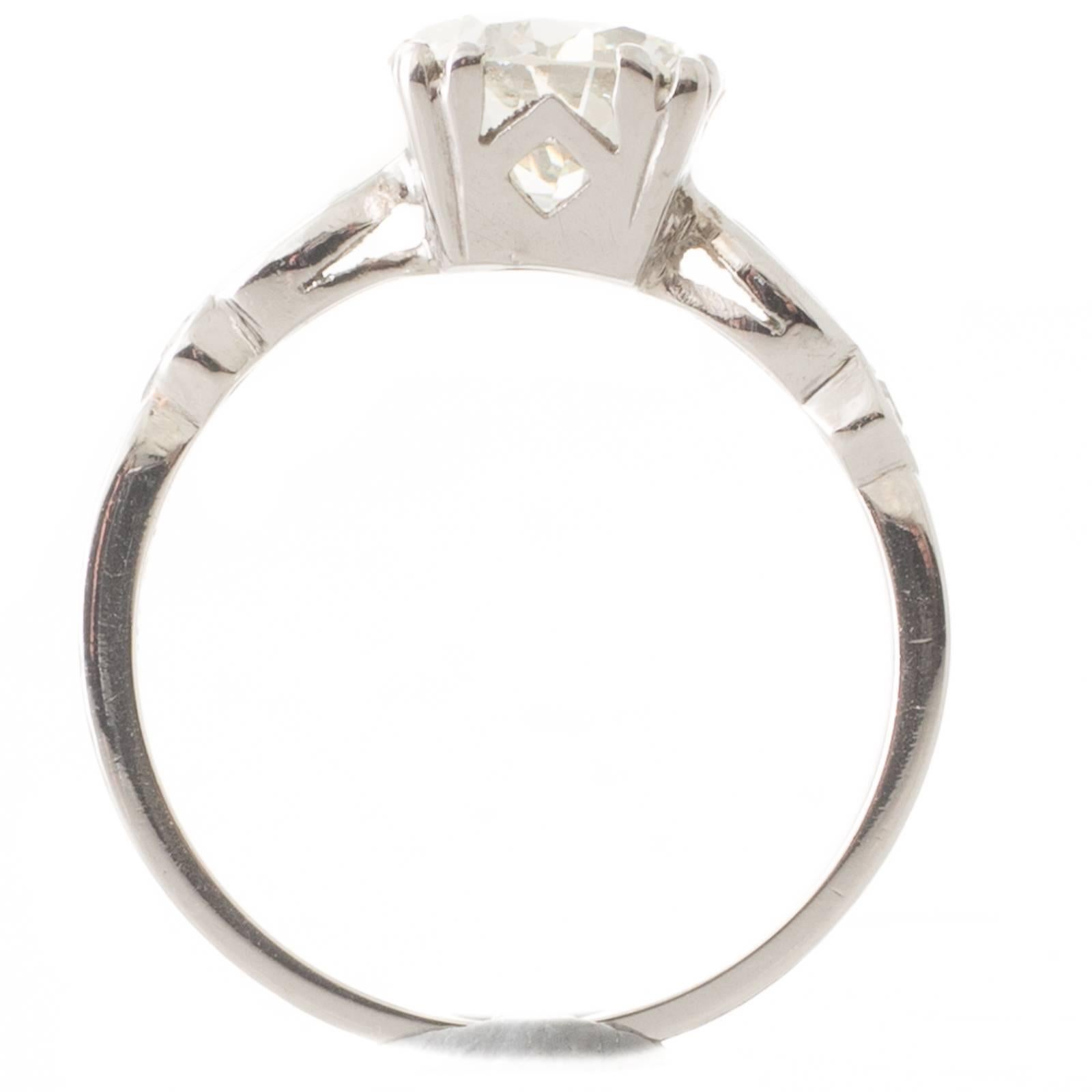 Art Deco GIA Certified Diamond and Platinum Solitaire Engagement Ring In Excellent Condition For Sale In Melbourne, AU