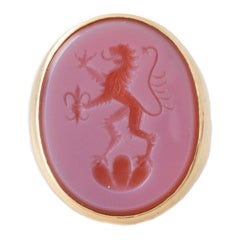 Carved Carnelian Signet Intaglio Ring
