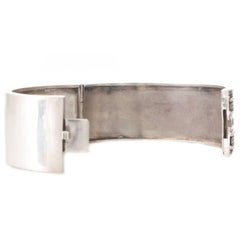 Victorian Sterling Silver and Rose Gold Wide Bangle